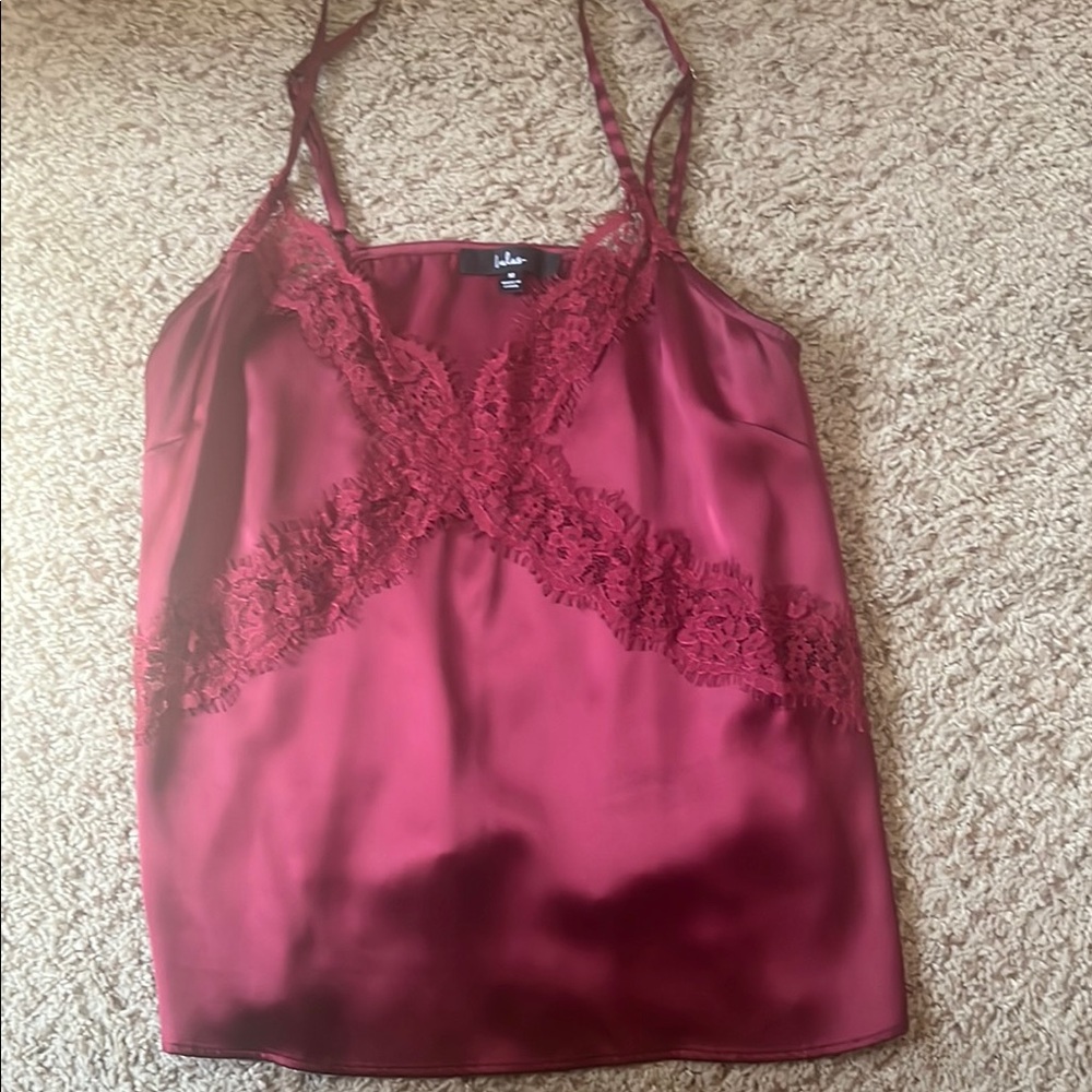Lulu's Burgundy Lace Trim Cami Top